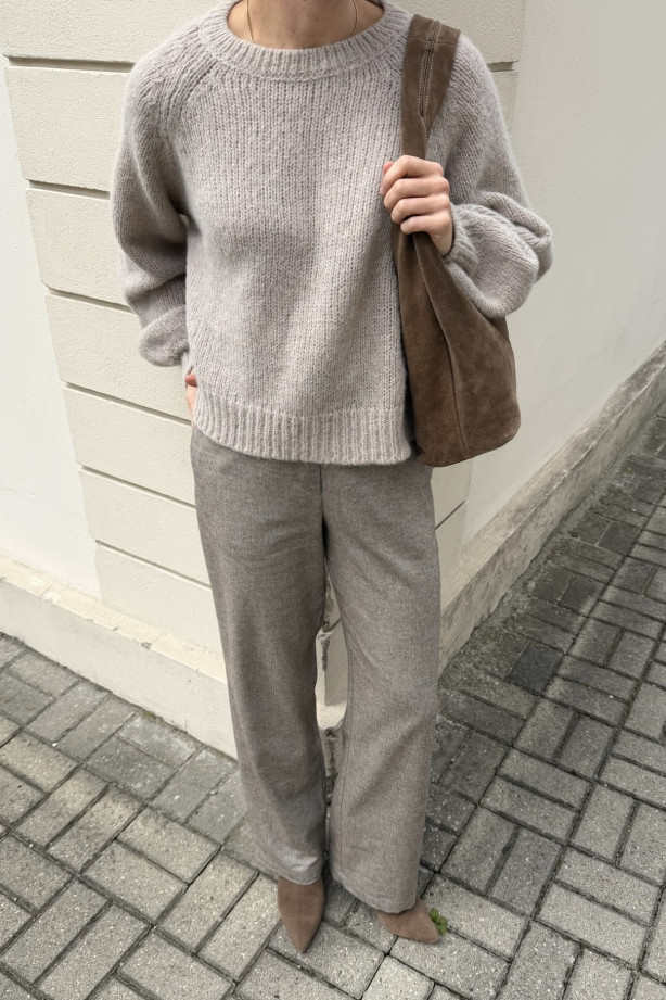 Spodnie wide leg w jodełkę | Marisol