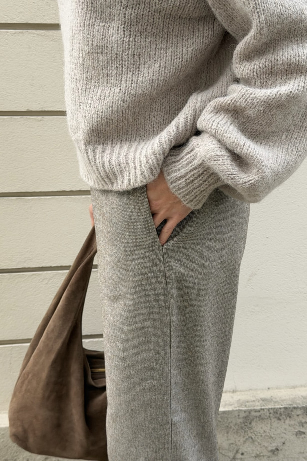 Spodnie wide leg w jodełkę | Marisol