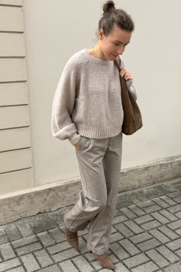 Spodnie wide leg w jodełkę | Marisol