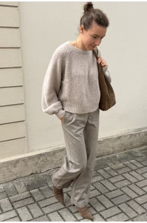 Spodnie wide leg w jodełkę | Marisol