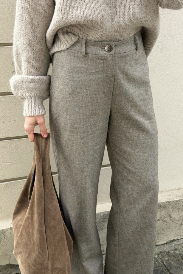 Spodnie wide leg w jodełkę | Marisol
