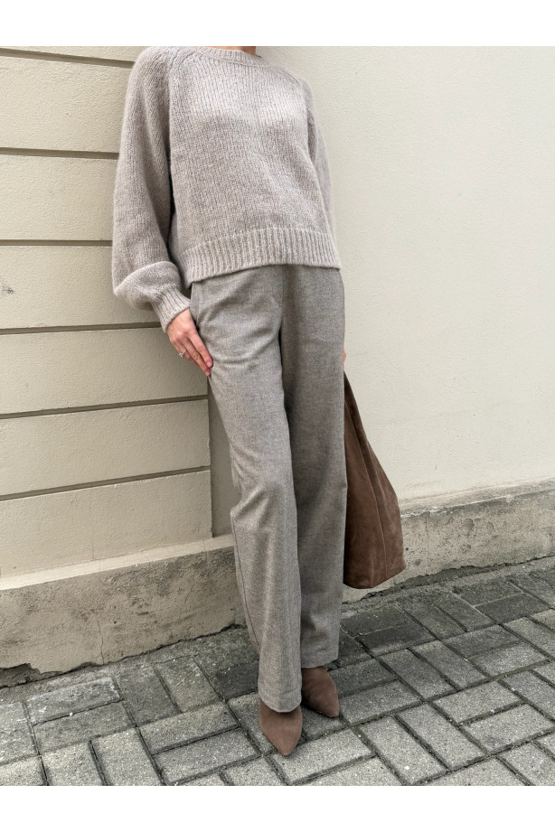 Spodnie wide leg w jodełkę | Marisol