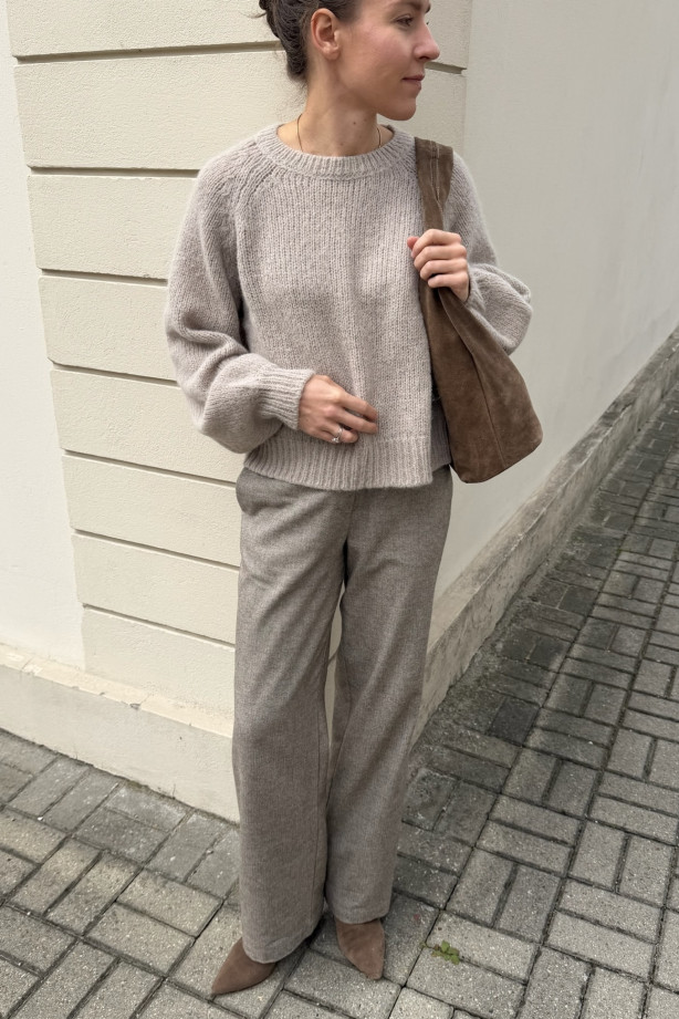 Spodnie wide leg w jodełkę | Marisol