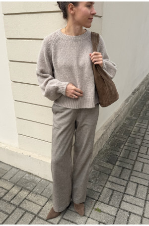 Spodnie wide leg w jodełkę | Marisol