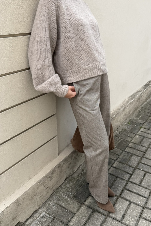 Spodnie wide leg w jodełkę | Marisol