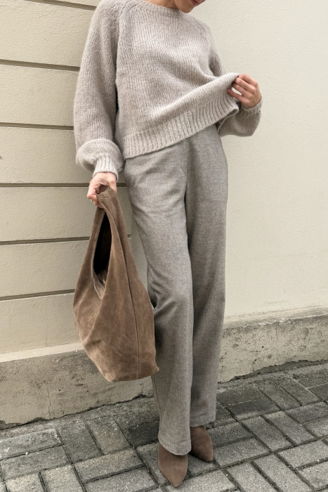 Spodnie wide leg w jodełkę | Marisol