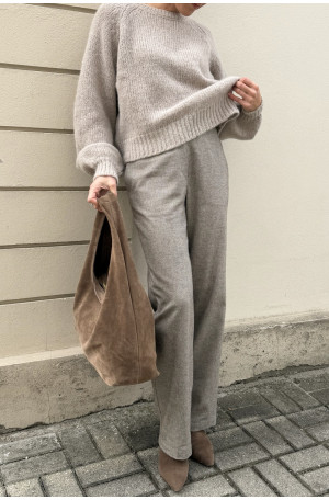 Spodnie wide leg w jodełkę | Marisol