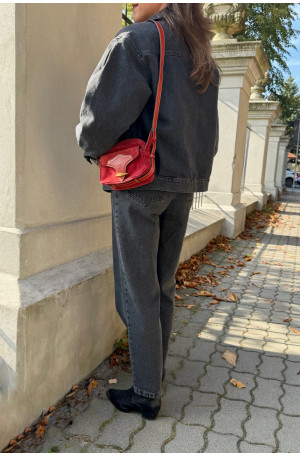 Jeansy grafitowe damskie z prostą nogawką - klasyczny fason, średni stan | Marisol