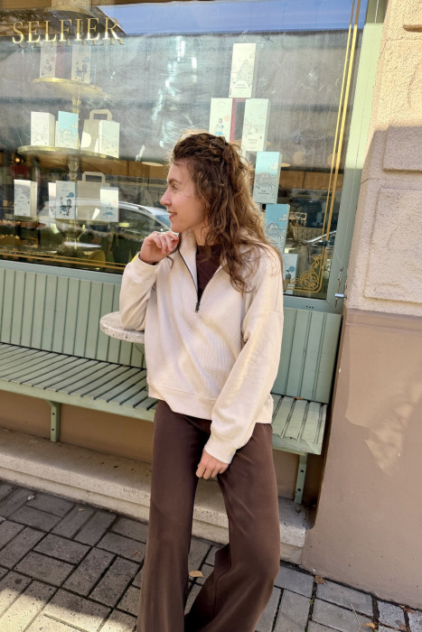Bluza z suwakiem - bawełna wafelkowa, oversize 2