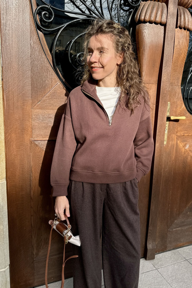 Bluza z suwakiem - bawełna organiczna, oversize