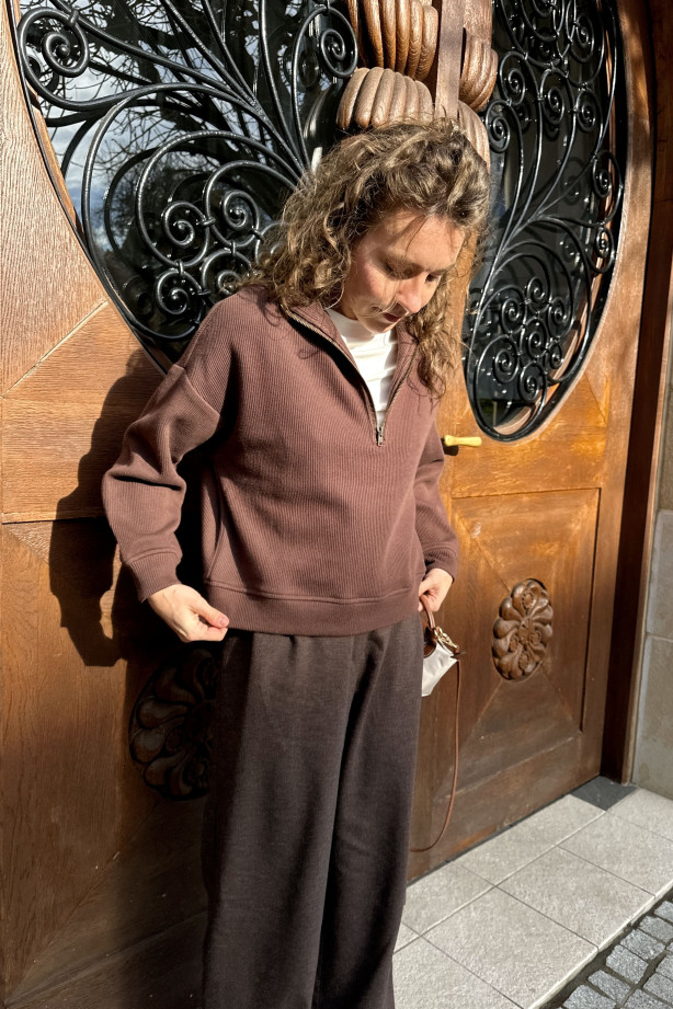 Bluza z suwakiem - bawełna organiczna, oversize