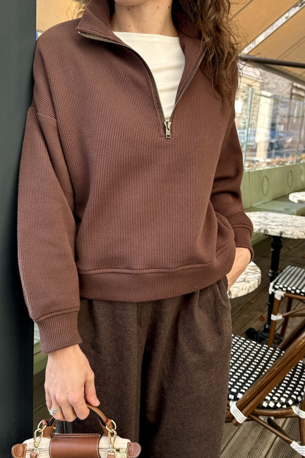Bluza z suwakiem - bawełna organiczna, oversize