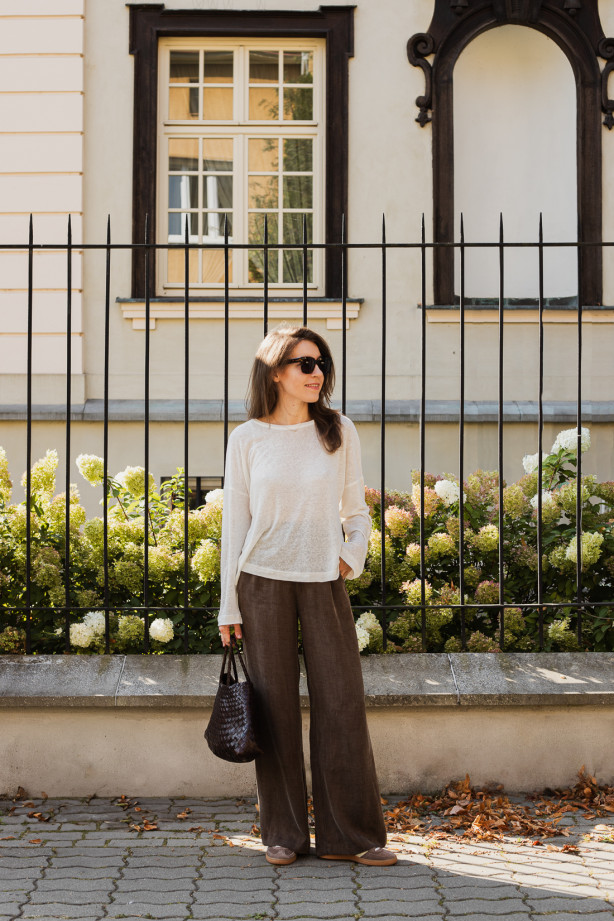 Szerokie spodnie z lyocellu i modalu