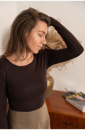 Czekoladowe body z dzianiny wiskozowej