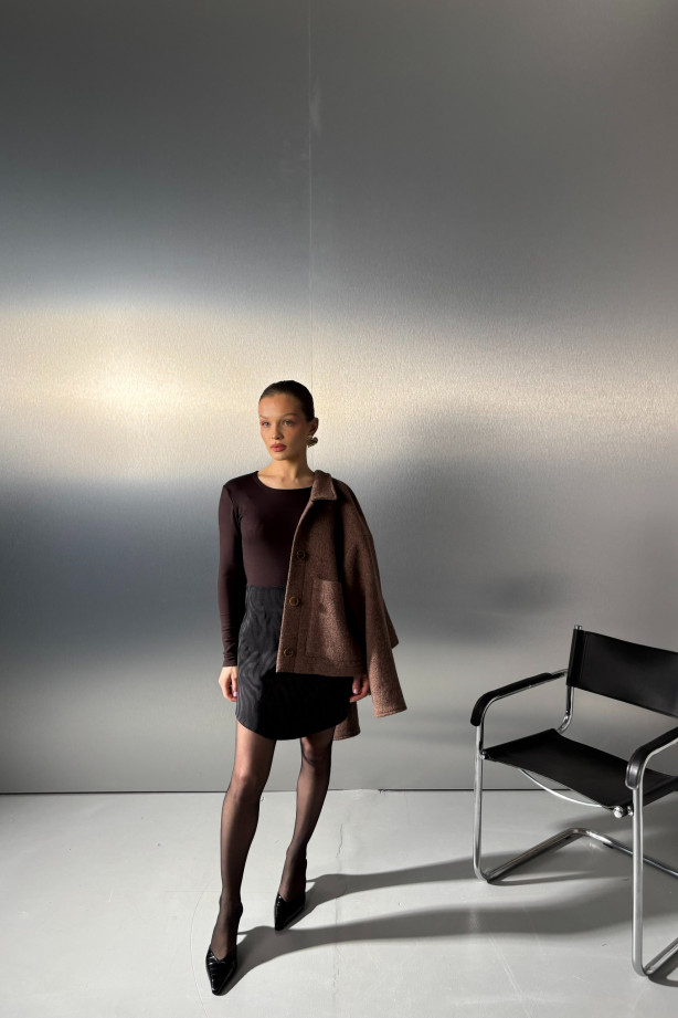 Czekoladowe body z dzianiny wiskozowej