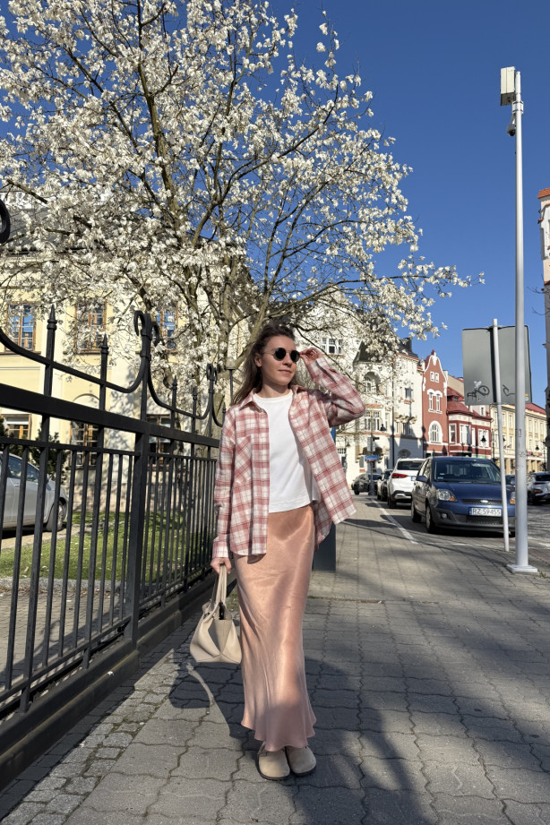 Brzoskwiniowa spódnica ze skosu Florence