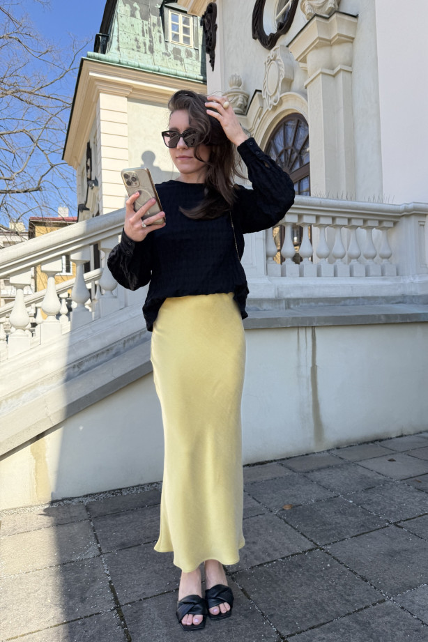 Żółta spódnica ze skosu Florence