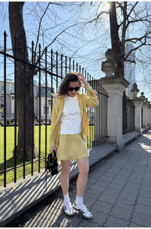 Krótka spódnica ze skosu Flore Golden Straw