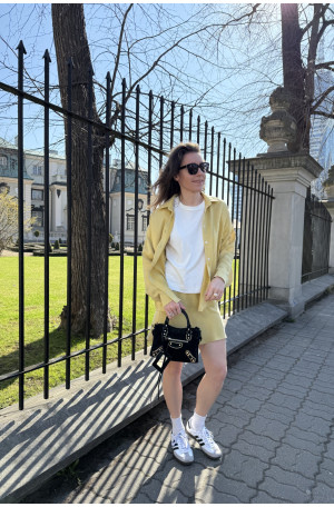 Krótka spódnica ze skosu Flore Golden Straw