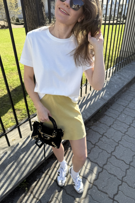 Krótka spódnica ze skosu Flore Golden Straw