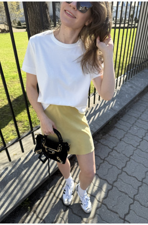 Krótka spódnica ze skosu Flore Golden Straw