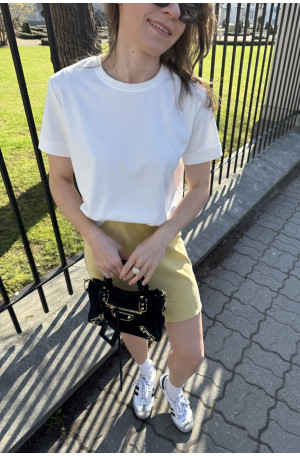 Krótka spódnica ze skosu Flore Golden Straw