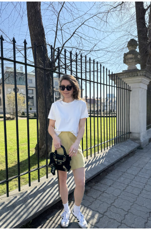 Krótka spódnica ze skosu Flore Golden Straw