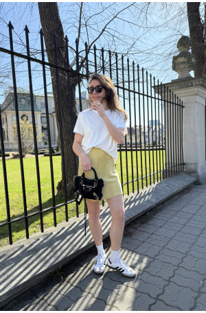 Krótka spódnica ze skosu Flore Golden Straw