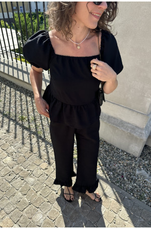 Bluzka hiszpanka z wiskozy – z baskinką i bufkami | MARISOL