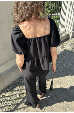 Bluzka hiszpanka z wiskozy – z baskinką i bufkami | MARISOL