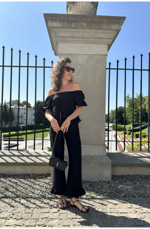 Bluzka hiszpanka z wiskozy – z baskinką i bufkami | MARISOL