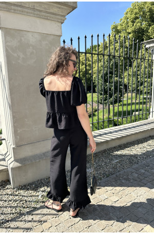 Bluzka hiszpanka z wiskozy – z baskinką i bufkami | MARISOL