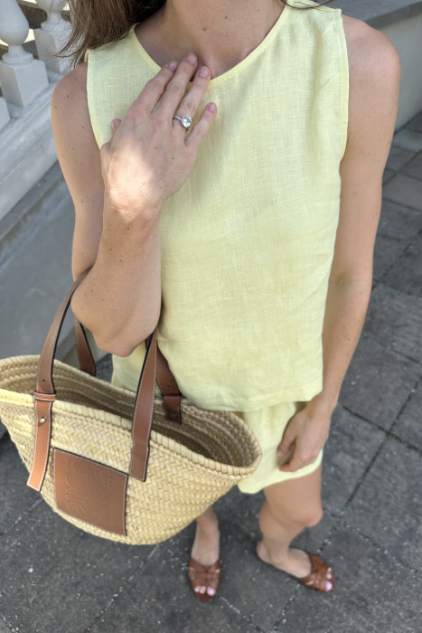 Top lniany na szerokich ramiączkach 2