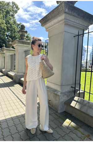 Spodnie z lnem i wiskozą – szerokie, klasyczne | MARISOL