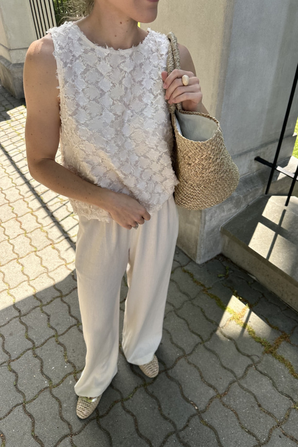 Spodnie z lnem i wiskozą – szerokie, klasyczne | MARISOL