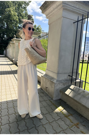 Spodnie z lnem i wiskozą – szerokie, klasyczne | MARISOL