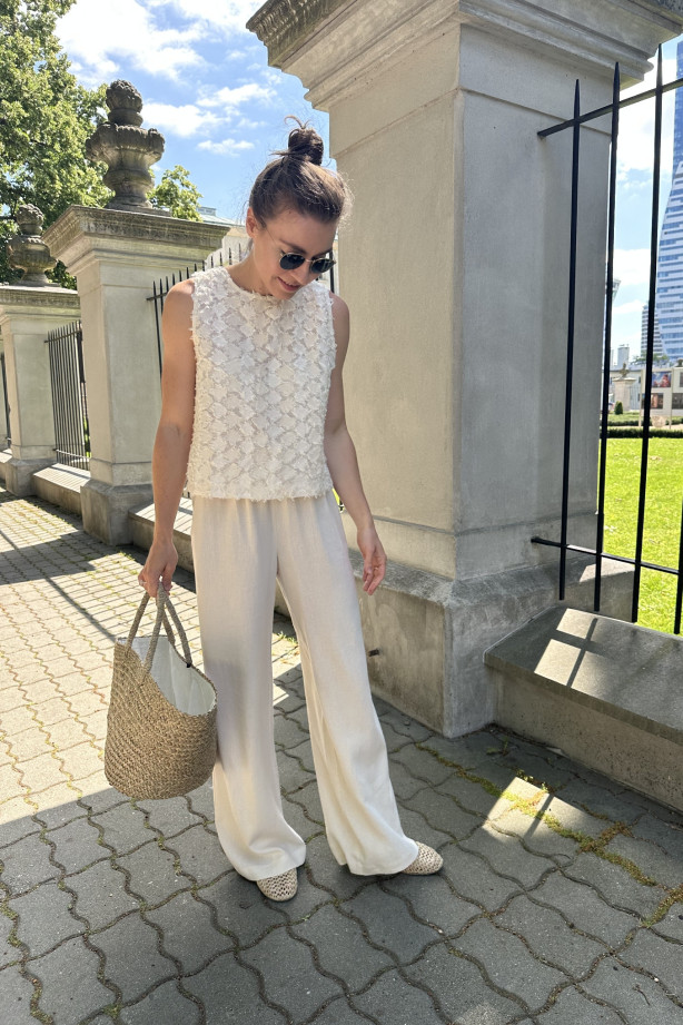 Spodnie z lnem i wiskozą – szerokie, klasyczne | MARISOL