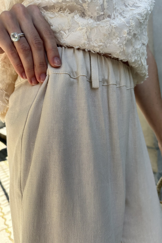 Spodnie z lnem i wiskozą – szerokie, klasyczne | MARISOL