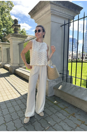 Spodnie z lnem i wiskozą – szerokie, klasyczne | MARISOL