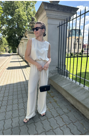 Spodnie z lnem i wiskozą – szerokie, klasyczne | MARISOL