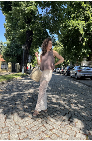 Muślinowa topka Belle – na grubych ramiączkach z baskinką | MARISOL