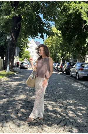 Muślinowa topka Belle – na grubych ramiączkach z baskinką | MARISOL