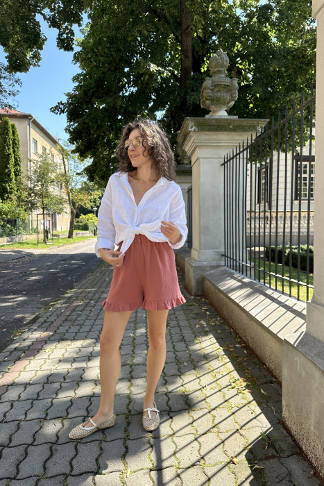 Szorty muślinowe z falbanką – 100% bawełna | MARISOL 2