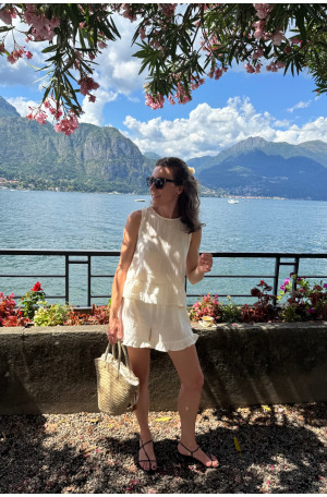 Szorty muślinowe z falbanką – 100% bawełna | MARISOL