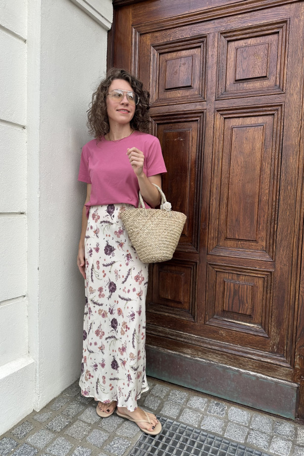 T-shirt damski Vintage Rose – pudełkowy krój, krótki rękaw | Marisol