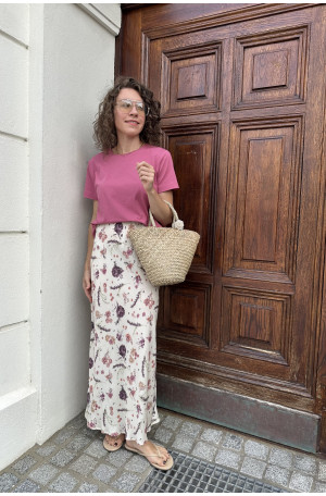 T-shirt damski Vintage Rose – pudełkowy krój, krótki rękaw | Marisol