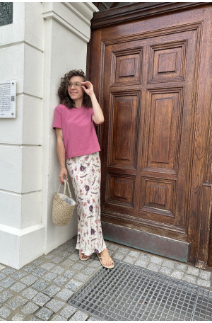 Romantyczna spódnica ze skosu – kwiatowy print, gumka | Marisol