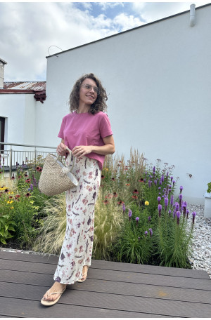 Romantyczna spódnica ze skosu – kwiatowy print, gumka | Marisol