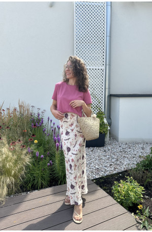 Romantyczna spódnica ze skosu – kwiatowy print, gumka | Marisol