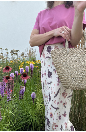 Romantyczna spódnica ze skosu – kwiatowy print, gumka | Marisol